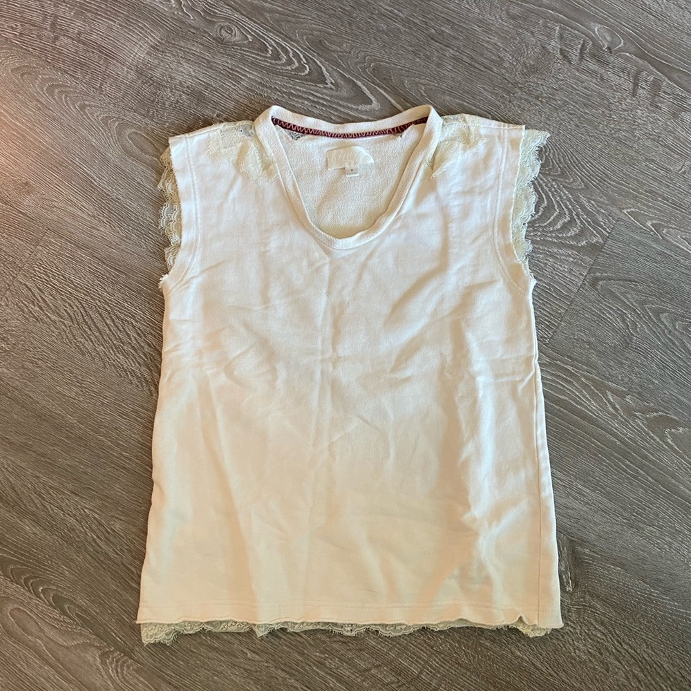 Siwy Ivory lace trimmed terry tanktop